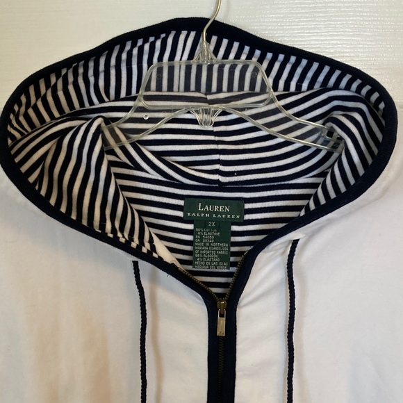 Lauren Ralph Lauren White & Dark Navy Hooded Jacket - Picture 3 of 8